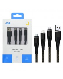 Kabel USB JML CD-101 4A 1,3 m 3w1 czarny